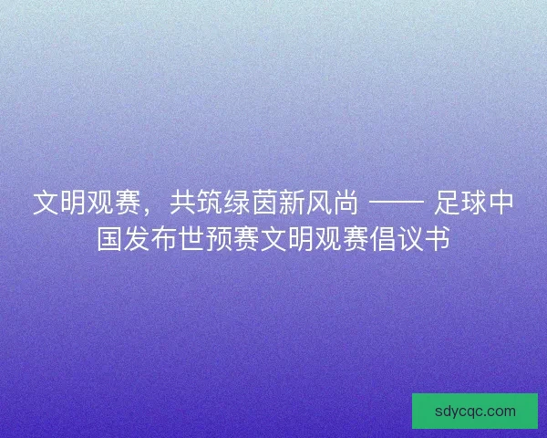 文明观赛，共筑绿茵新风尚 —— 足球中国发布世预赛文明观赛倡议书