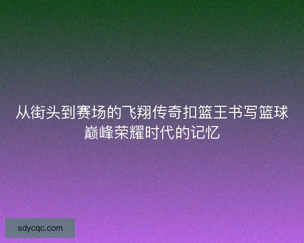 从街头到赛场的飞翔传奇扣篮王书写篮球巅峰荣耀时代的记忆