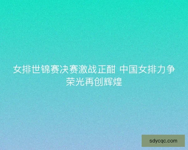 女排世锦赛决赛激战正酣 中国女排力争荣光再创辉煌